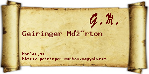 Geiringer Márton névjegykártya